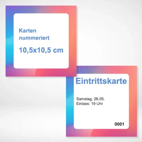 Karten nummeriert 105x105 mm drucken und bestellen. Karten nummeriert 105x105 mm auf verschiedenen Papierstärken drucken lassen.