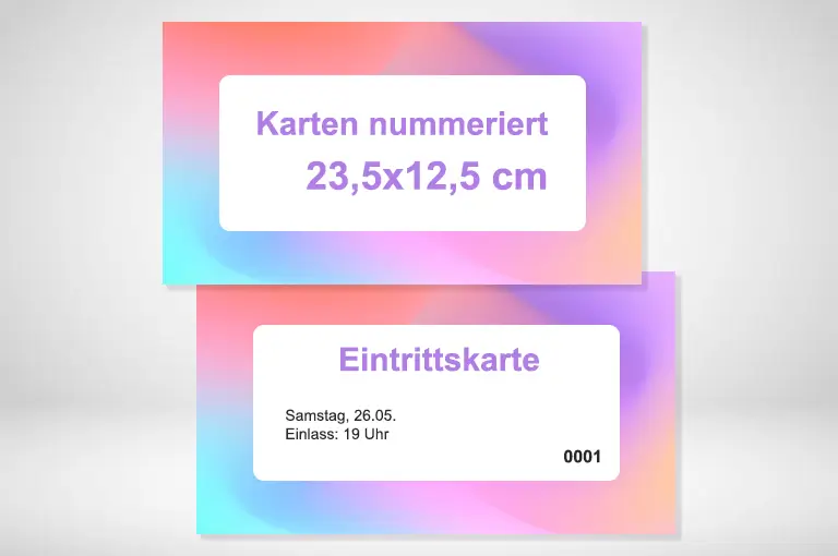 Karten nummeriert 230x125 mm drucken und bestellen. Karten nummeriert 230x125 mm auf verschiedenen Papierstärken drucken lassen. Karten nummeriert 230x125 mm drucken und bestellen. Karten nummeriert 230x125 mm auf verschiedenen Papierstärken drucken lassen.