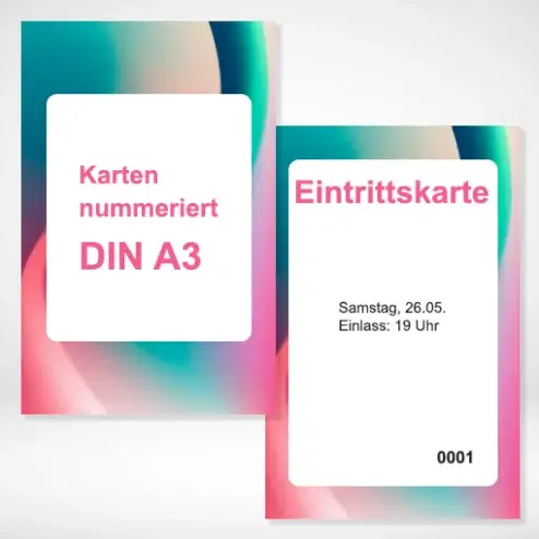 Karten nummeriert A3 drucken und bestellen. Karten nummeriert A3 auf verschiedenen Papierstärken drucken lassen.