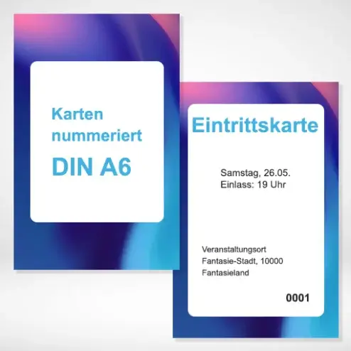 Karten nummeriert A6 drucken und bestellen. Karten nummeriert A6 auf verschiedenen Papierstärken drucken lassen.
