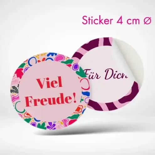 Sticker rund in 4 cm drucken lassen. Runde Sticker selbst online gestalten und bestellen.