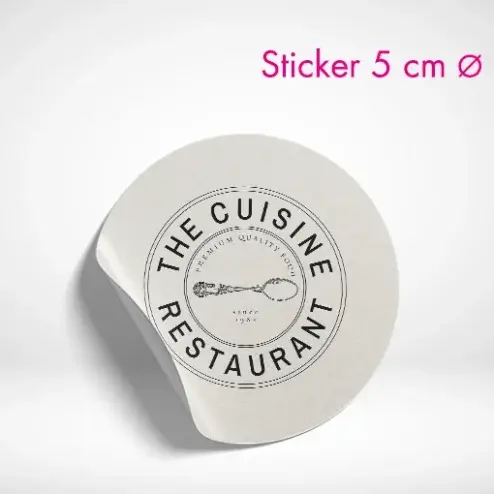 Sticker rund 5 cm drucken lassen. Sticker Rund selbst online gestalten.