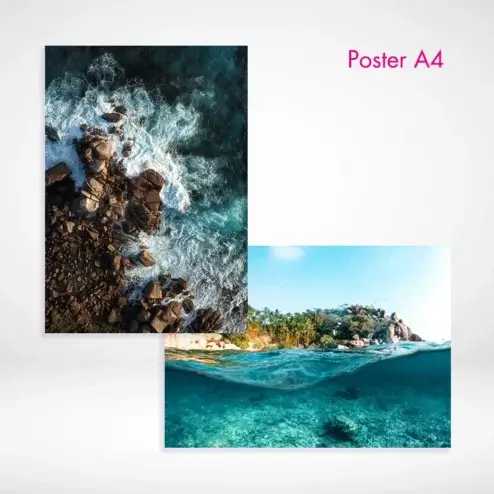 Poster A4 drucken lassen in Hoch oder Querformat. Poster A4 drucken und bestellen auf Fotopapier bei PrintOnline24.